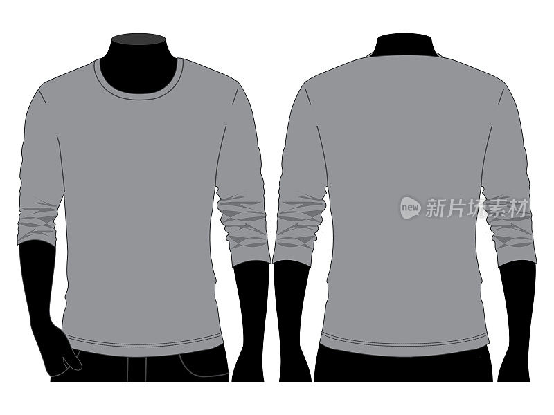 Long Sleeve Gray T-Shirt Vector for Template